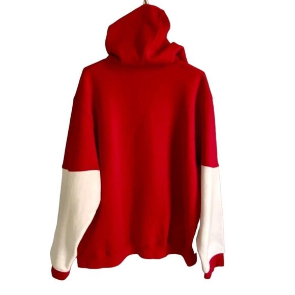 Red Oak Sportswear Mens Pullover Hoodie Sweatshirt with Pocket Red White XL - Picture 7 of 15
